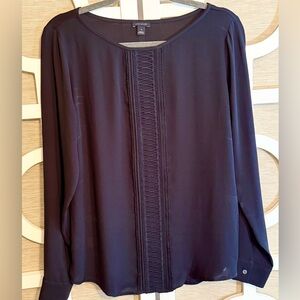 Ann Taylor- “Deep Blue” Embellished  Blouse, SZ-M *Like New
